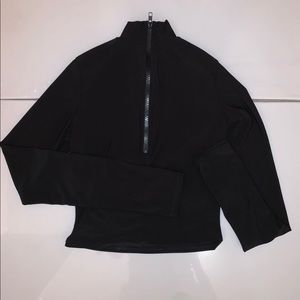 Slinky half zip black top